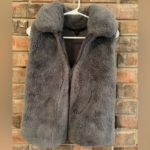 White House Black Market Gray Faux Fur Vest